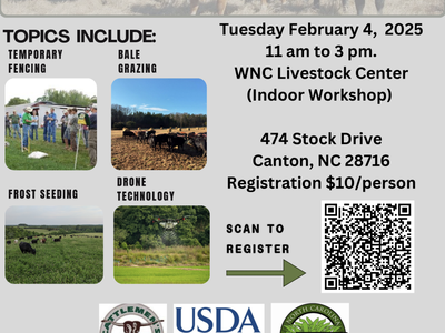 Bridging the Gap: Technologies to Improve Winter Feeding & Pasture Management — Feb 4, 2025, 11am–3pm, WNC Livestock Center, $10