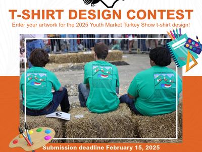 group at YMTS showing the back of their t-shirt with youth artwork on it