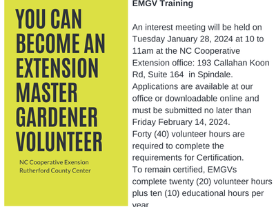 flyer for Rutherford County EMGV Course