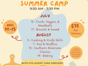 Kitchen Creators Summer Camp flyer, July–August schedule, ages 11–15, $35 per session