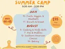 Kitchen Creators Summer Camp flyer, July–August schedule, ages 11–15, $35 per session