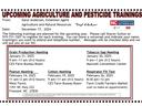 Flyer listing upcoming agriculture and pesticide trainings with dates and contact info