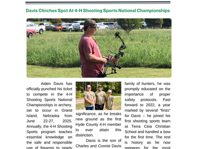 4-H SPOTLIGHT newsletter masthead and photo of a youth holding a compound bow in a field