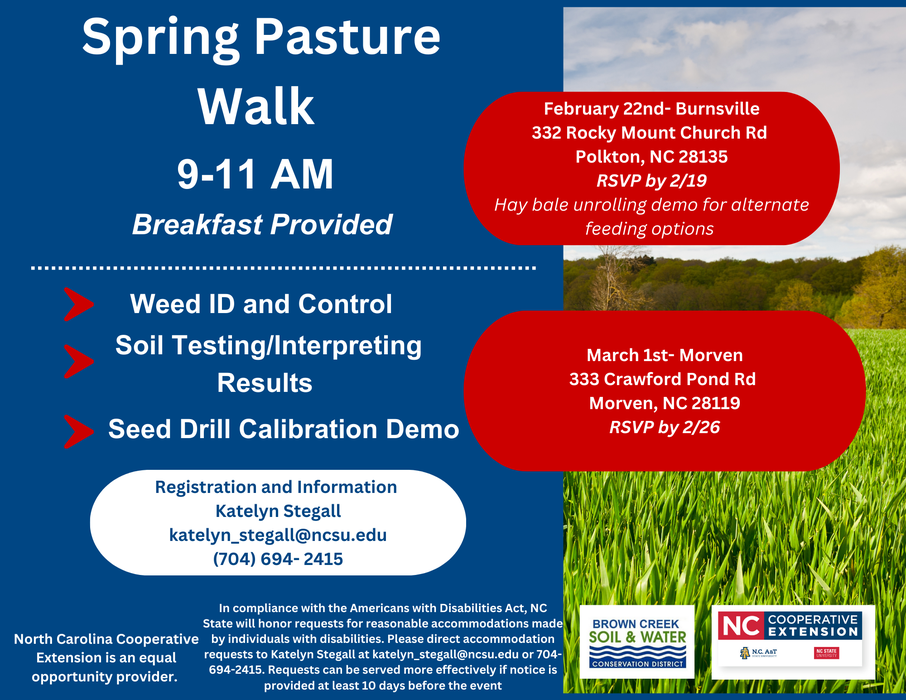 pasture walk flyer with green grass and blue sky