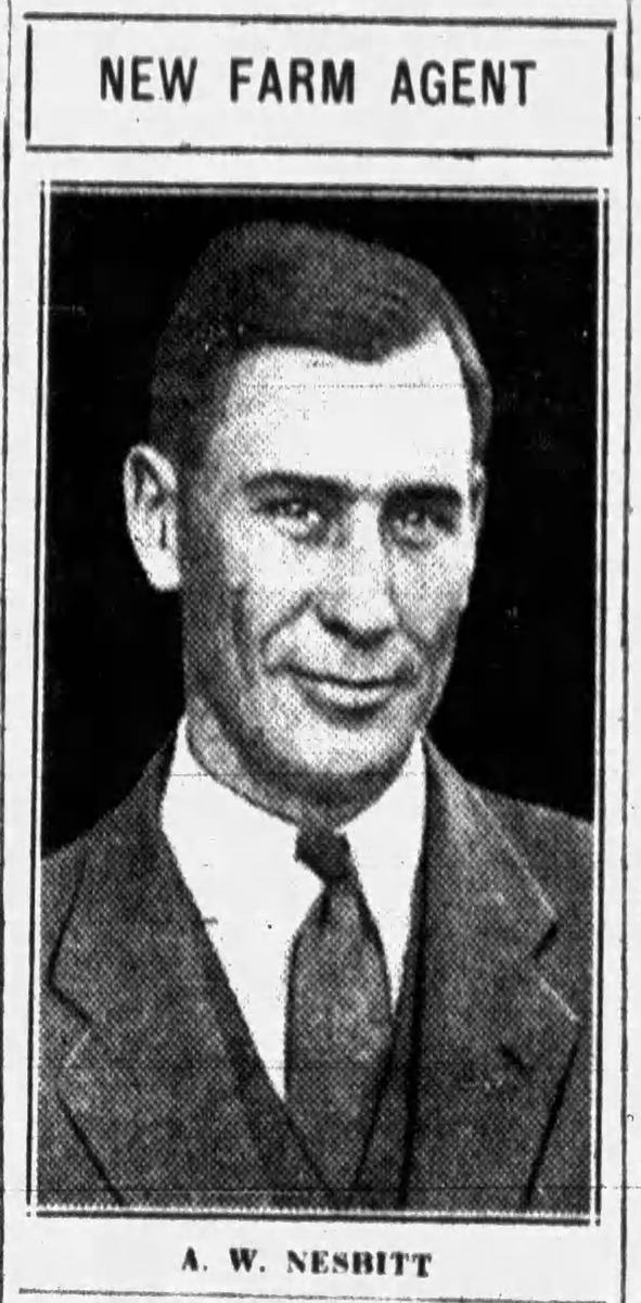 Newspaper photo of Andrew Wilson Nesbitt, new Buncombe County Farm Agent in 1934.