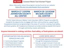 Ext. Master Food Volunteer Program: Mar 17 2PM Johnston Ag Center; Mar 19 10AM Wilson Ag Center