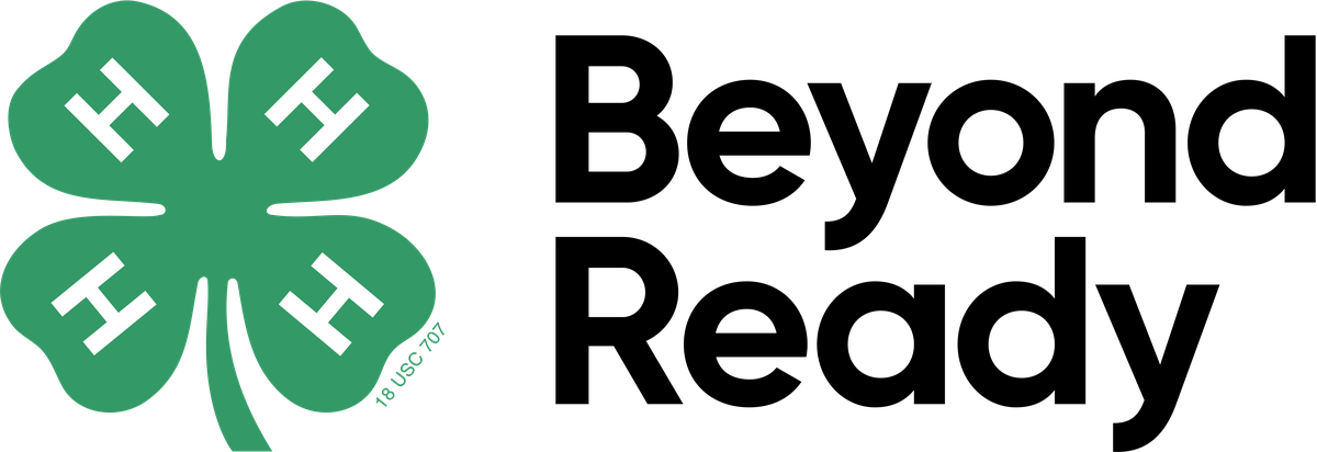 Green 4-H Clover with the words Beyond Ready stacked on top of each other to the right.