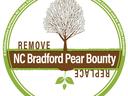 Circular logo with a flowering tree and text "REMOVE NC Bradford Pear Bounty REPLACE"