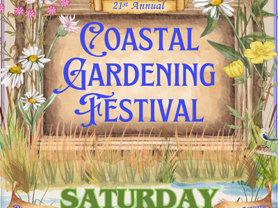 coastal gardening festival poster may 3 from 9 AM to 2 PM