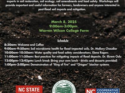 Digital Flyer for Soil Remediation Workshop titled "Restoring the Farm: From the Ground Up"