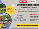 NC State Extension summer internship Rutherford County; 10 weeks May 14–July 25; apply by Feb 21