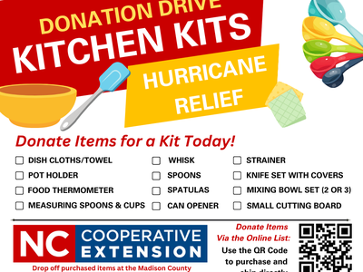 Donation Drive: Kitchen Kits for Hurricane Relief — checklist and NC Cooperative Extension