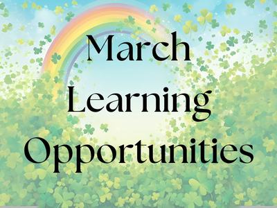 Blue sky with rainbow and clovers