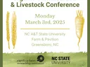 Organic Commodities & Livestock Conference flyer with green and yellow color theme