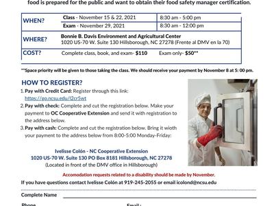 Flyer with class information