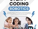 Stokes County 4-H STEAM+ CODING ROBOTICS flyer with kids building robots and robot icons