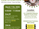 Scale certification flyer: March 11, 2025, 9–11AM; N.C. Cooperative Extension Henderson County Center