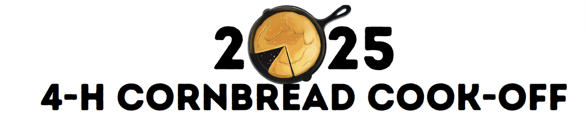 skillet cornbread picture with the words "2025 4-H cornbread cook-off"