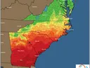 East Coast minimum temperature forecast map — Sunday 03/02/2025; color scale in deg F