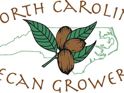North Carolina Pecan Growers — outline of North Carolina with a pecan branch and three nuts