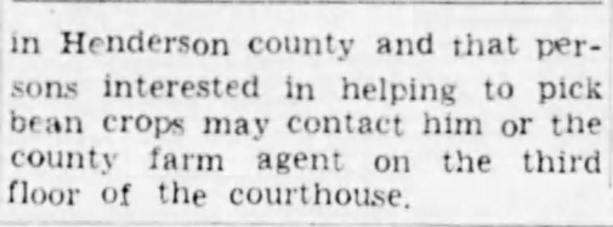 Newspaper article about German prisoners of war in Henderson County, NC being used as workers to harvest agricultural crops during World War II.