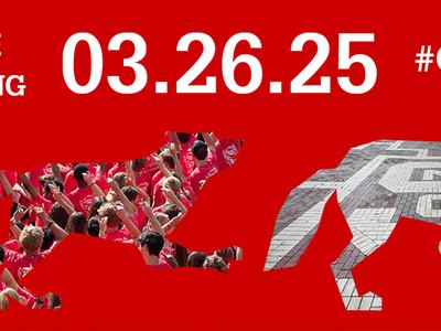 Four wolves running across a red background with the Day of Giving March 26 date above and hashtag GivingPack.