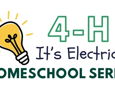 lightbulb image with the text 4-H it's electric homeschool program