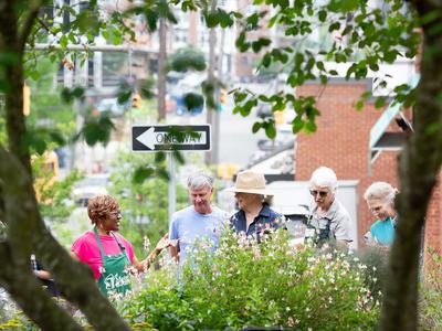 Master Gardeners giving a tour of the demonstration garden
