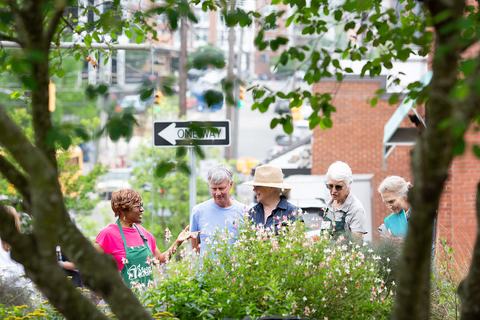 Master Gardeners giving a tour of the demonstration garden