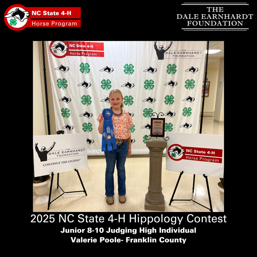 2025 NC State 4-H Hippology Contest Junior 8-10 Judging High Individual Valerie Poole- Franklin County