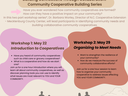 Flyer: Community Cooperative Building Series workshops May 22 and May 29, free registration