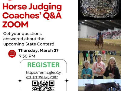 NC State 4‑H Horse Judging Coaches' Q&A ZOOM; Thursday, March 27, 7:30 PM; REGISTER