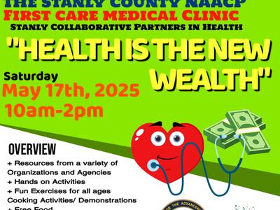 Health Fair — May 17, 2025 10am–2pm at E.E. Waddell Community Center, 621 Wall St, Albemarle, NC