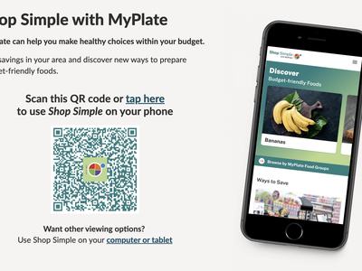 Photo of a smartphone showing the Shop Simple with MyPlate app.