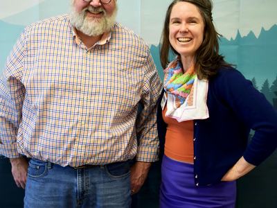 Photo of Jack Shull of Youth Villages and Amanda Bremseth of Buncombe County Cooperative Extension.