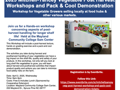 Flyer: 2025 Mitchell‑Yancey Vegetable Post Harvest Workshops and Pack & Cool Demonstration