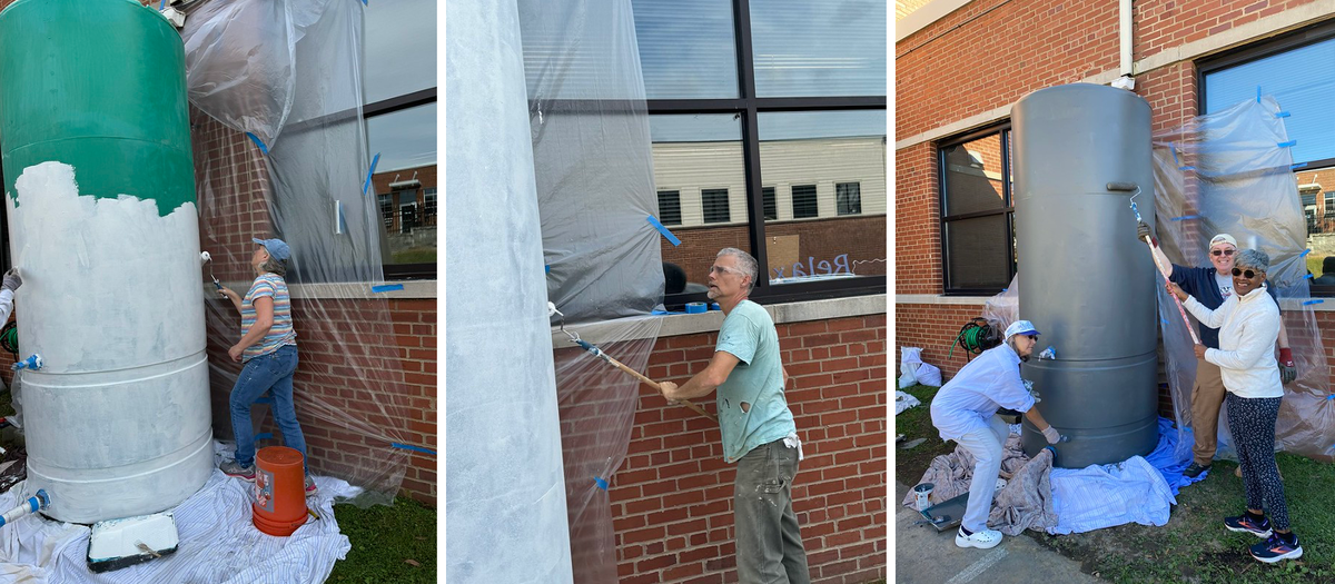 priming and applying base paint to cisterns