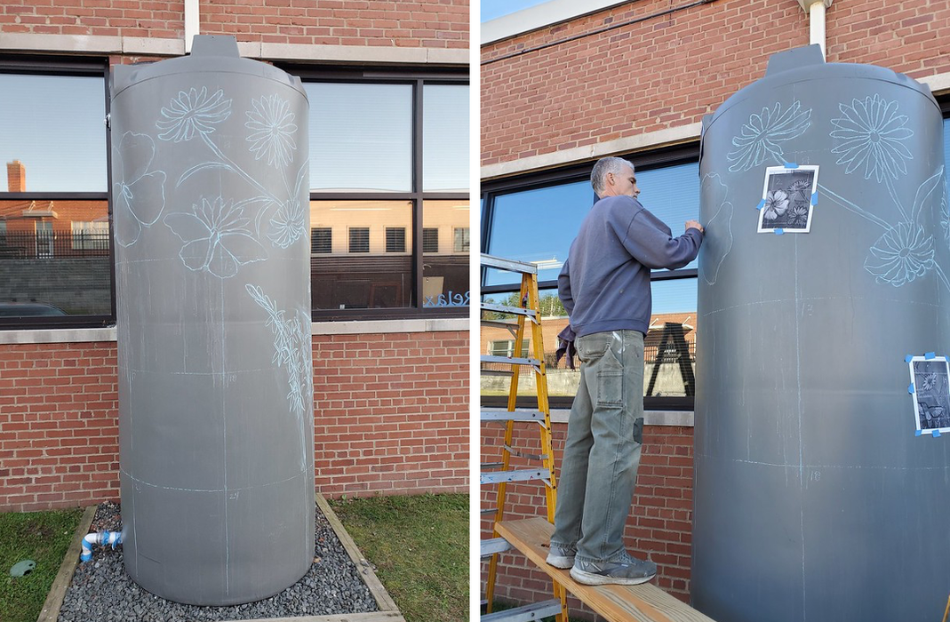 dave transferring the cistern designs