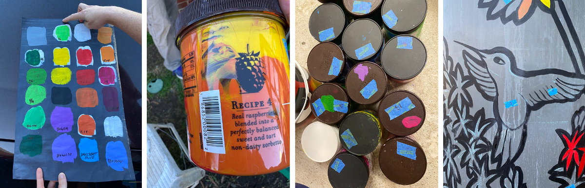 mixing paints and creating a paint-by-number system for the cistern designs