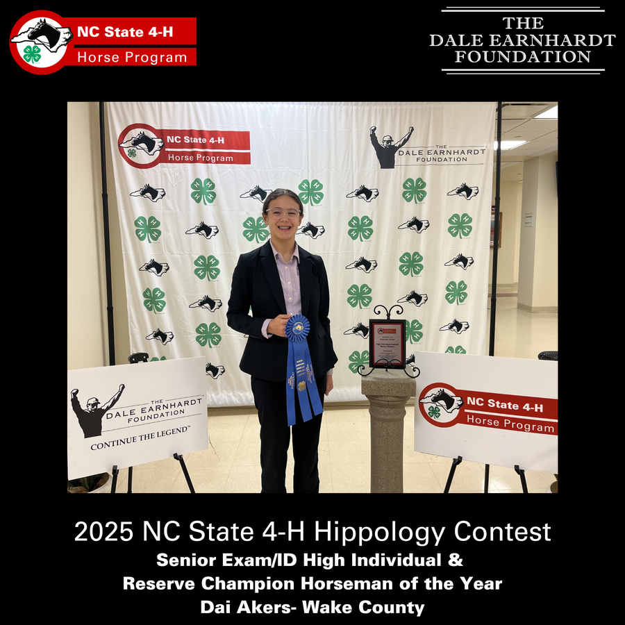 2025 NC State 4-H Hippology Contest Senior Exam/ID High Individual & Reserve Champion Horseman of the Year Dai Akers- Wake County