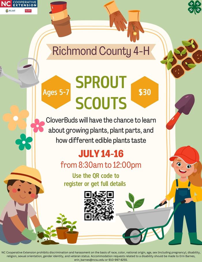 flyer advertising cloverbud gardening camp