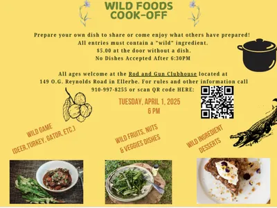 Wild Foods Cook-Off flyer — Tuesday, April 1, 2025, 6 PM