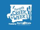 Forsyth Creek Week logo with cattails and dragonfly; Presented by North State Environmental