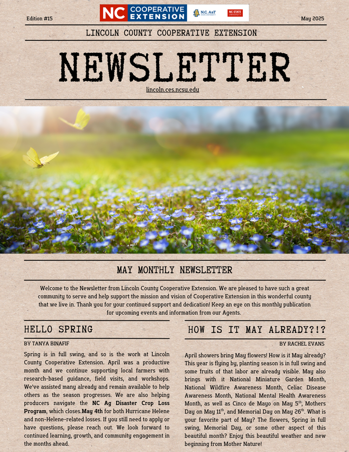 cover page for May 2025 newsletter