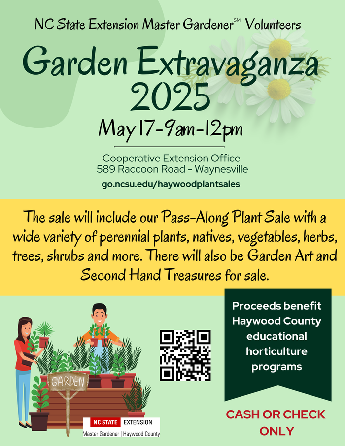 Flyer promoting garden extravaganza, text on flyer included in text on webpage
