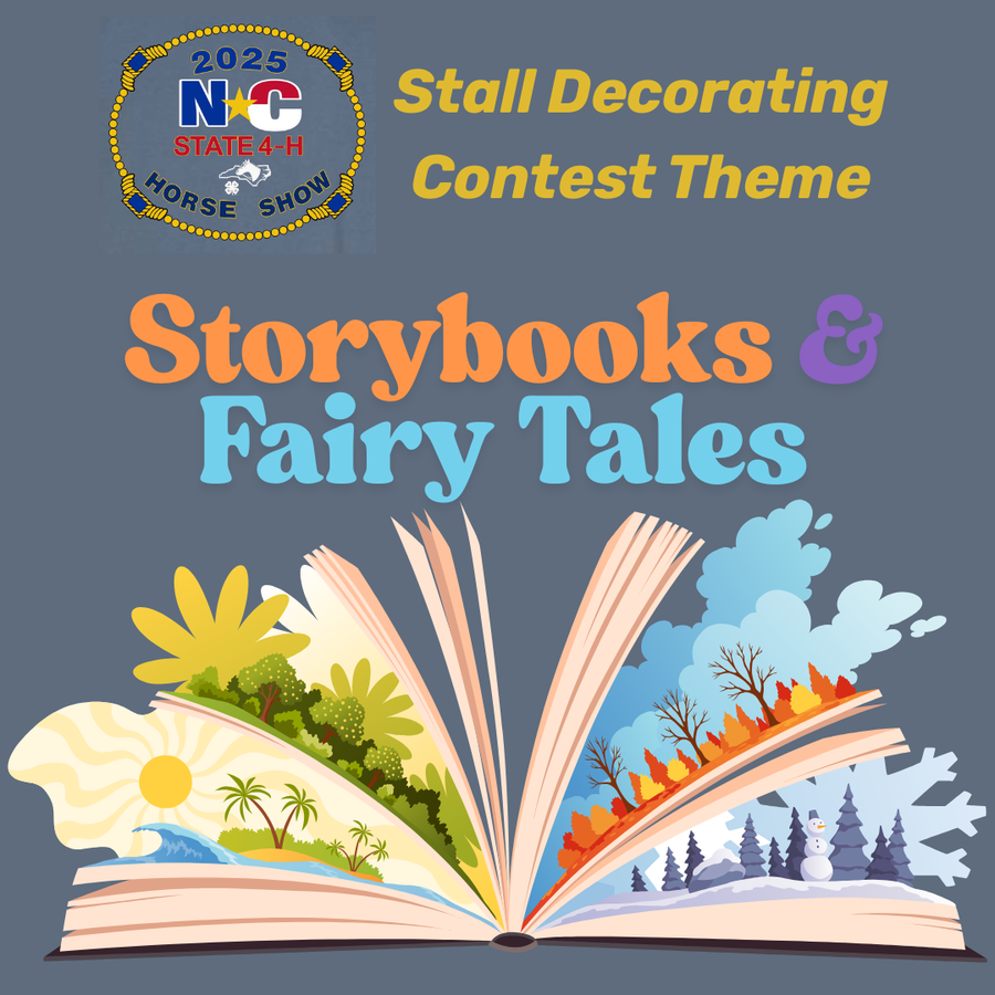 Stall Decorating Contest Theme: Storybooks & Fairy Tales — open book with seasonal scenes