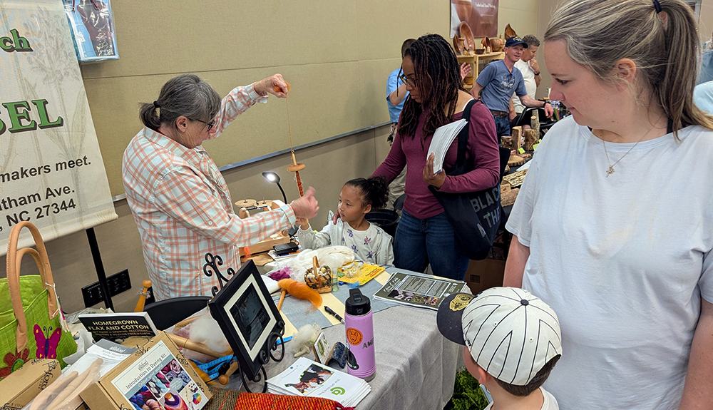 The Twin Birch & Teasel booth had really cool fiber art tools to demonstrate (and sell) for folks of all ages.