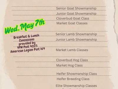 Schedule for the 2025 4-H Livestock Show