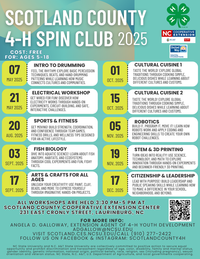 4-H SPIN Club Calendar 2025