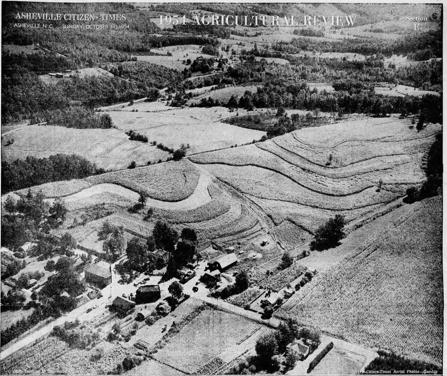 1954 Photo of the Arthur Family Farm at the intersection of Brevard Road and Long Shoals Road, Avery's Creek Community, South Buncombe County. 